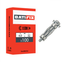 Boite 100 chevilles métallique + vis 4 x 32mm zingué - Batifix
