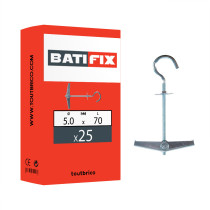 Boite 25 chevilles à ressort pour plafond avec crochet 5 x 70mm acier zingué blanc - Batifix