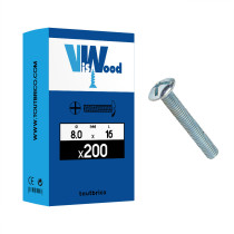 Boite 200 vis poêlier 8 X 16mm zingué - Viswood