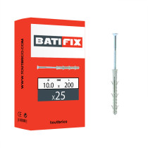 Boite 25 chevilles longues spécial huisserie et cadre 10 x 200mm + vis tête fraisée pozidriv - Batifix