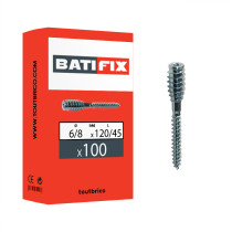 Boite 100 vis d\'écartement Top Roc menuiserie PVC Ø6/8 x 120/45mm acier zingué blanc - Batifix