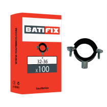 Boite 100 colliers lourds isolés classiques Ø32-36mm avec 2 vis acier zingué - Batifix