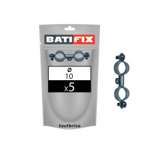 Sachet 5 colliers doubles plomberie Ø10mm acier zingué - Batifix