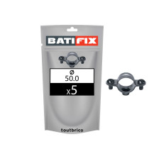 Sachet 5 colliers simples plomberie Ø50mm acier zingué - Batifix