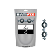 Sachet 5 colliers doubles isolés plomberie Ø22mm acier zingué - Batifix