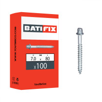 Boite 100 pattes à vis bois 7 x 80mm acier zingué blanc - Batifix
