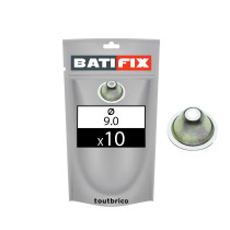 Sachet 10 rosaces sanitaire coniques Ø9mm acier zingué blanc - Batifix