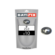 Sachet 10 rosaces sanitaire plates Ø25mm acier zingué blanc - Batifix