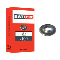 Boite 100 rosaces sanitaire plates Ø32mm acier zingué blanc - Batifix
