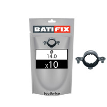 Sachet 10 colliers simples isolés Ø14mm acier zingué - Batifix