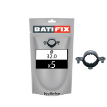 Sachet 5 colliers simples isolés Ø32mm acier zingué - Batifix