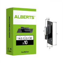 Boite 10 gonds platine noir 12mm x 130mm Ø14 - Alberts