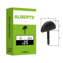 Boite 25 butées de volet droite 21 x 34,5mm noir - Alberts