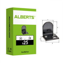 Boite 25 butées de volet coudée Ø5,5mm 30 x 28mm noir - Alberts
