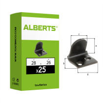 Boite 25 butées de volet coudée à visser noire 28 x 26mm Ø6 - Alberts
