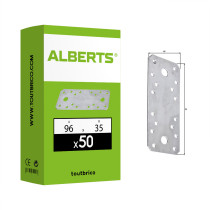 Boite 50 platines d\'assemblage 96 x 35 x 2,5mm galvanisé - Alberts