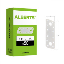 Boite 50 platines d\'assemblage 133 x 55 x 2,5mm galvanisé blanche - Alberts