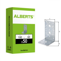 Boite 50 équerres d\'assemblage 60 x 100 x 60mm galvanisé - Alberts