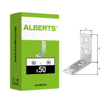 Boite 50 équerres d\'assemblage 90 x 90 x 40mm galvanisé - Alberts