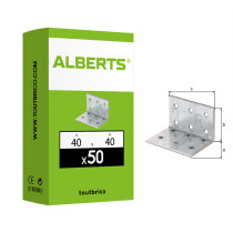 Boite 50 équerres d\'assemblage 40 x 40 x 60 x 2.5mm galvanisé - Alberts