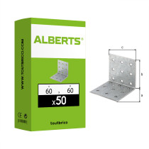 Boite 50 équerres d\'assemblage 60 x 60 x 60 x 2,5mm galvanisé - Alberts