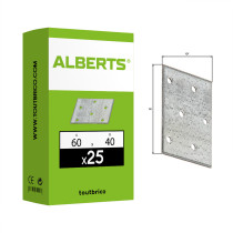 Boite 25 platines d\'assemblage 60 x 40 x 2mm galvanisé - Alberts