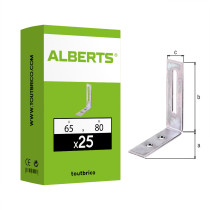Boite 25 équerres réglables 65 x 80 x 20mm galvanisé - Alberts