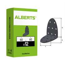 Boite 12 équerres multi-trous graphite 60 x 60 x 40 x 2,5mm Ovado galvanisé plastifié - Alberts