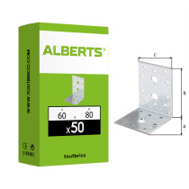 Boite 50 équerres d\'assemblage inégale 60 x 80 x 60mm galvanisé - Alberts