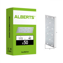 Boite 50 platines multi-trous 115 x 40 x 2mm galvanisé - Alberts