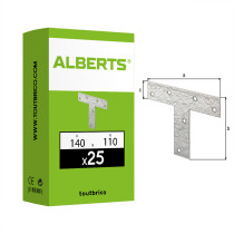 Boite 25 platines d\'assemblage en T 140 x 110 x 30mm galvanisé - Alberts