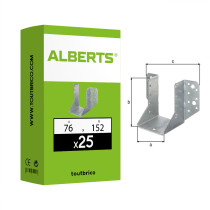 Boite 25 supports U ailes extérieures 76 x 152mm galvanisé - Alberts