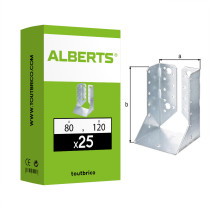 Boite 25 supports U ailes intérieures 80 x 120mm galvanisé - Alberts