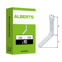 Boite 10 équerres décoratives embouties blanches 103 x 103 x 21mm plastifiée - Alberts