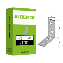 Boite 100 équerres de chaise 40 x 40 x 15mm galvanisé - Alberts