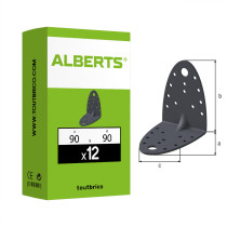 Boite 12 équerres renforcée 90 x 90 x 65mm Ovado zingué plastifié - Alberts
