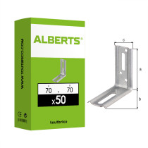 Boite 50 équerres 2 pans angle à 90° 70 x 70 x 30mm galvanisé - Alberts