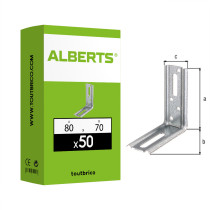 Boite 50 équerres 2 pans angle à 90° 80 x 70 x 30mm galvanisé - Alberts