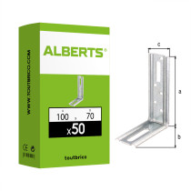 Boite 50 équerres 2 pans angle à 90° 100 x 70 x 30mm galvanisé - Alberts