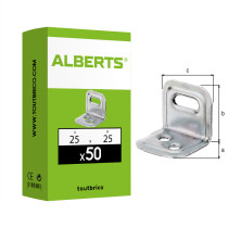 Boite 50 équerres réglables embouties 25 x 25 x 30mm galvanisé - Alberts