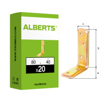 Boite 20 équerres embouties 80 x 120 x 40mm galvanisé bichromaté - Alberts