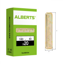 Boite 20 platines d\'assemblage embouties 180 x 40 x 2mm galvanisé bichromaté - Alberts