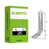 Boite 25 équerres réglable 3 pans 2 angles à 45° 50 x 30 x 110mm galvanisé - Alberts