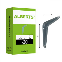 Boite 20 consoles nervurées laquées 75 x 100mm gris - Alberts