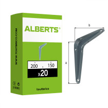 Boite 20 consoles nervurées laquées 200 x 150mm gris - Alberts