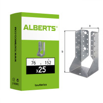 Boite 25 supports U ailes intérieures 76 x 152mm galvanisé - Alberts
