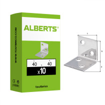 Boite 10 équerres large côtés égaux 40 x 40 x 40mm inox - Alberts