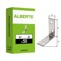 Boite 50 équerres de chaise 40 x 40 x 15mm inox - Alberts