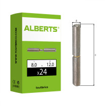 Boite 24 paumelles à souder en 2 parties acier 8cm Ø12 - Alberts
