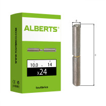 Boite 24 paumelles à souder en 2 parties acier 10cm Ø14 - Alberts